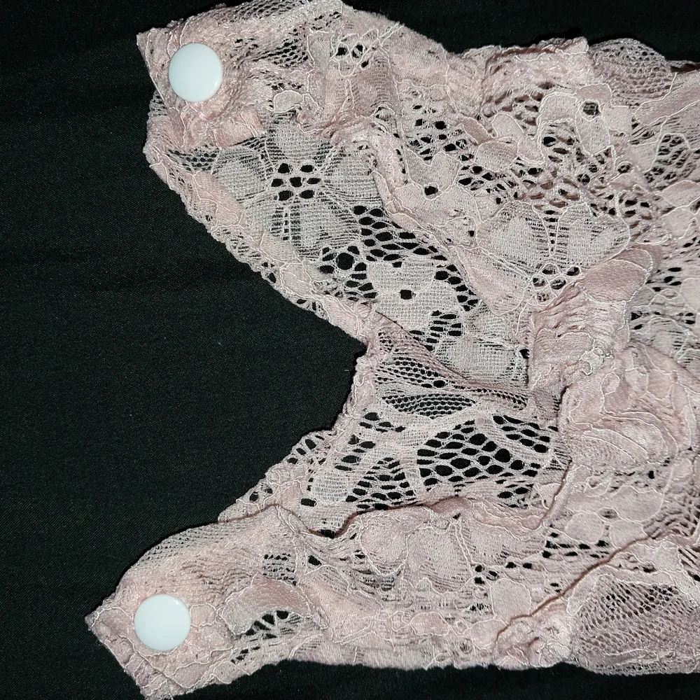 Sheer Pink Lace Newborn Baby Onsie Floral Pattern and Form-Fitting Design - Picture 4 of 6